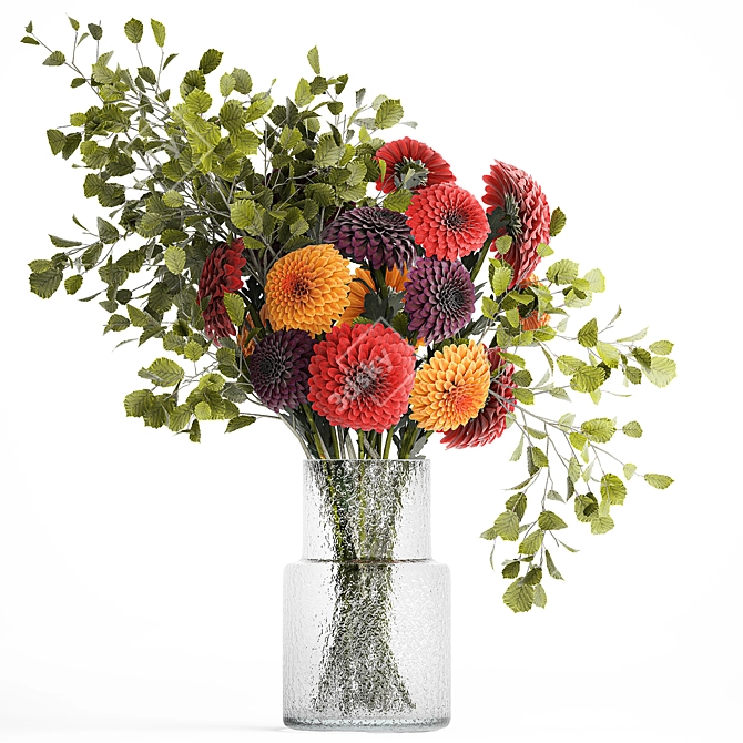 Spring Bouquet Collection in Glass Vase 3D model image 1