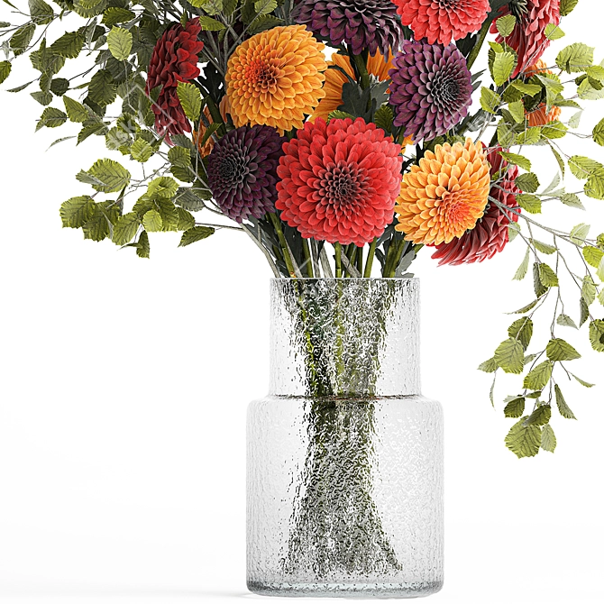 Spring Bouquet Collection in Glass Vase 3D model image 4