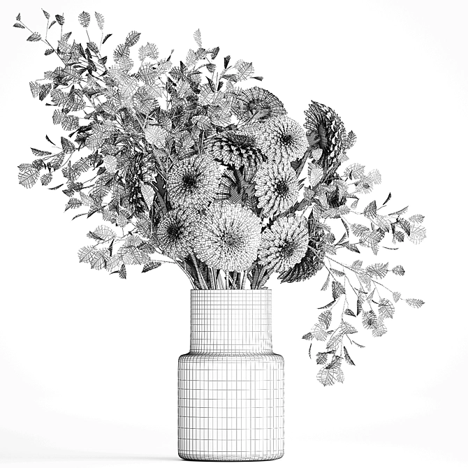 Spring Bouquet Collection in Glass Vase 3D model image 7