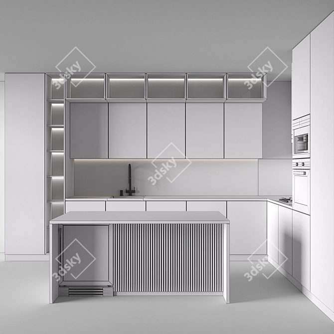 Modern Corner Kitchen Set 3D 3D model image 5