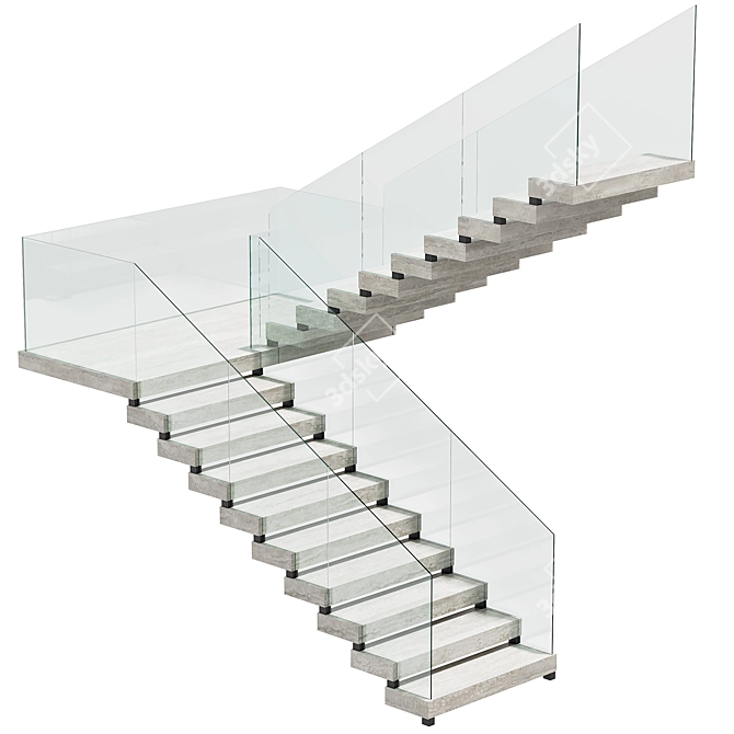 Travertine Stairs: Elegant Ascension 3D model image 1