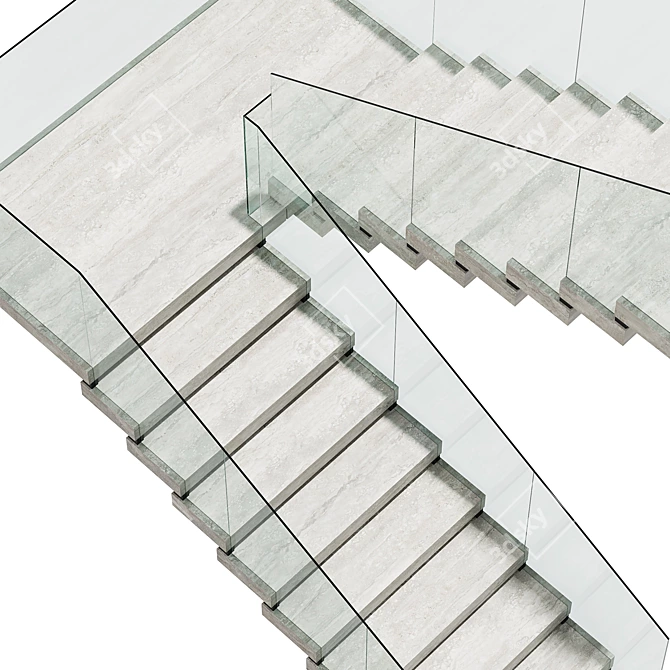 Travertine Stairs: Elegant Ascension 3D model image 3