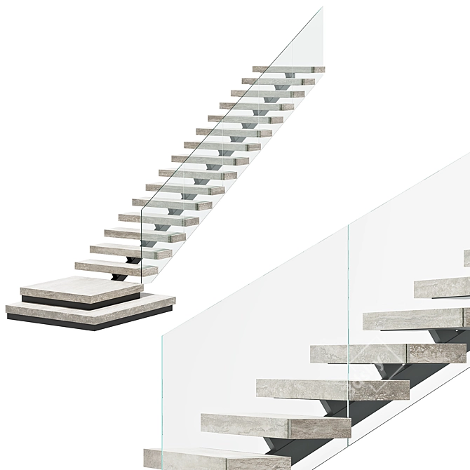 Travertine Stairs - Elegant Charm 3D model image 1