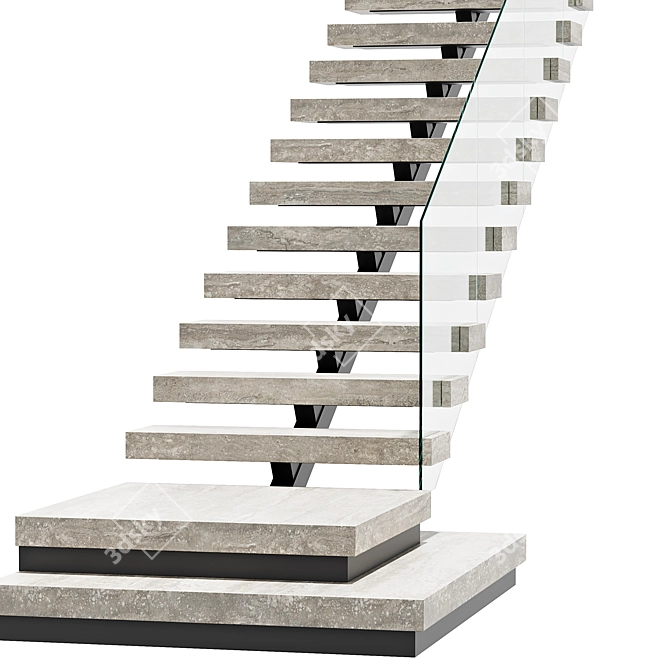 Travertine Stairs - Elegant Charm 3D model image 2