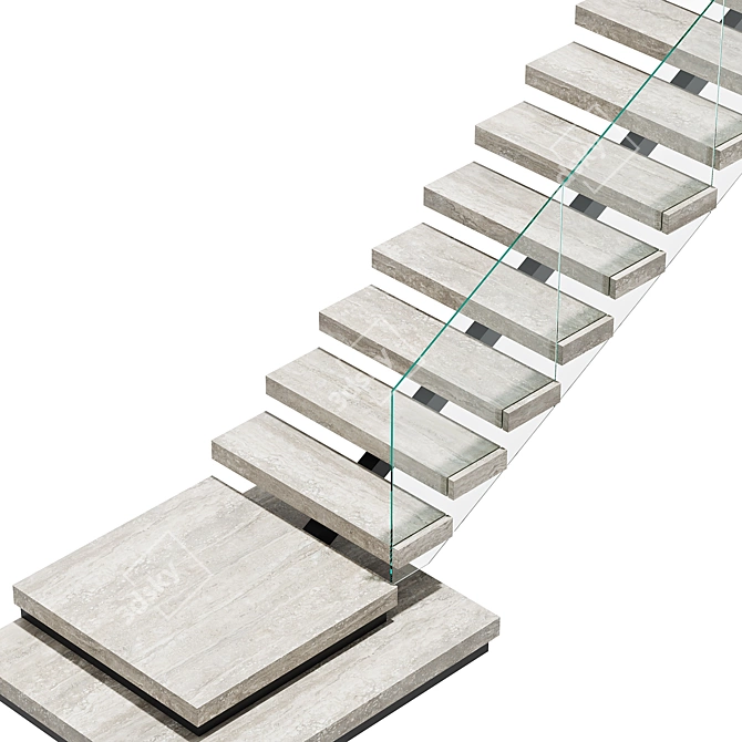 Travertine Stairs - Elegant Charm 3D model image 3