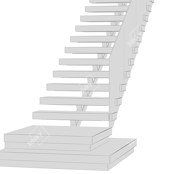 Travertine Stairs - Elegant Charm 3D model image 5