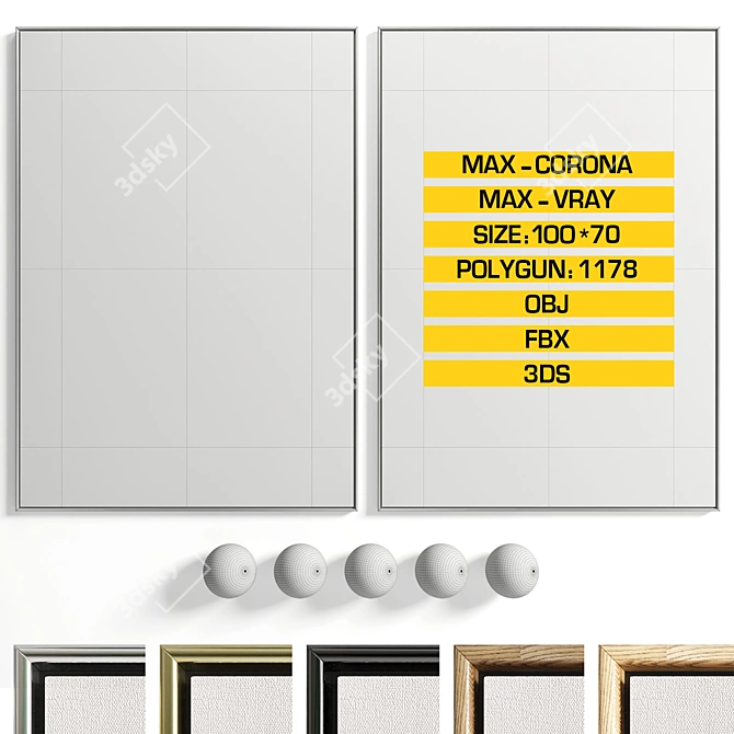 Texture Plaster Frame Set 629 3D model image 7