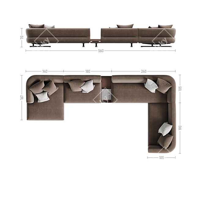 Modern Modular Sofa Series "TAKT C2" by Tok Furniture 3D model image 3