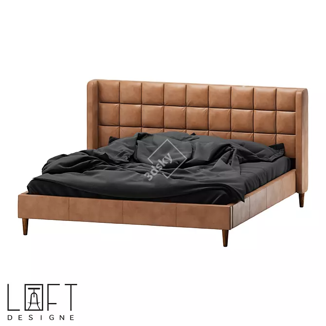 Modern Leather King Bed 180x200 3D model image 1