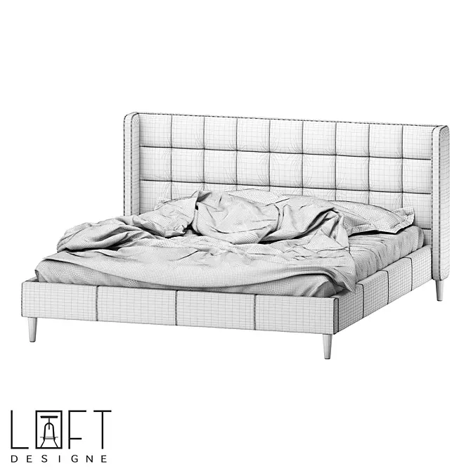 Modern Leather King Bed 180x200 3D model image 2