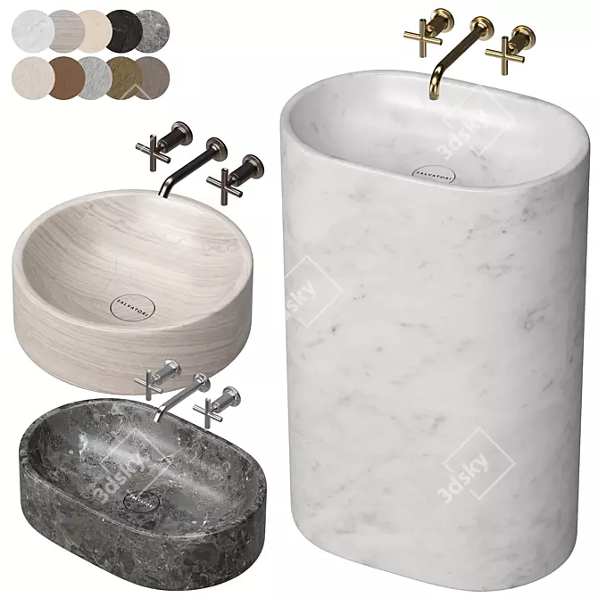 Luxury SALVATORI Balnea Washbasin Set 3D model image 1