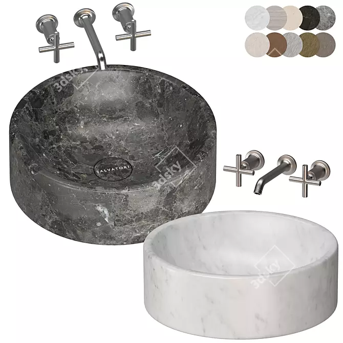 Luxury SALVATORI Balnea Washbasin Set 3D model image 3