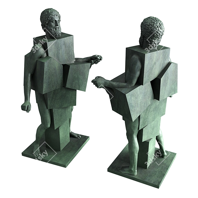 Metal Cubist Man Sculpture 3D model image 5