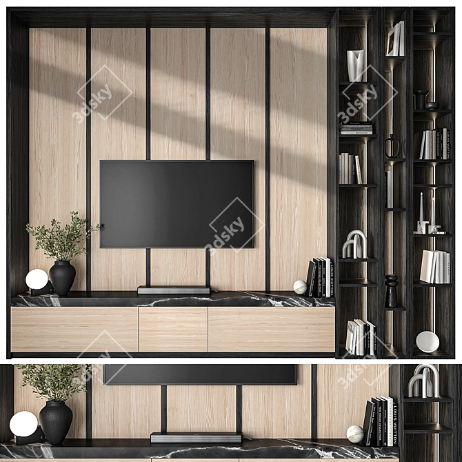 Modern TV Wall Mount Set 3D model image 1