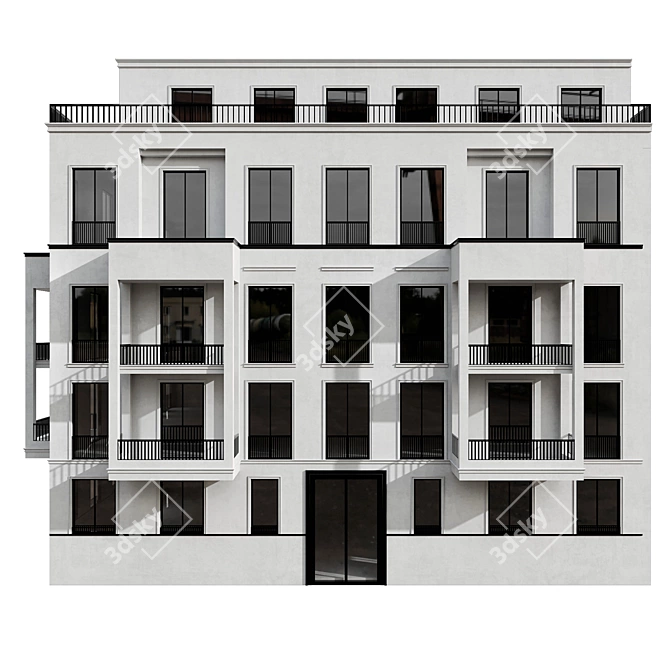 Modular Residential Building Model 3D model image 3