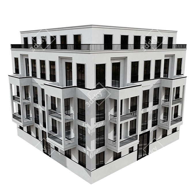 Modular Residential Building Model 3D model image 6