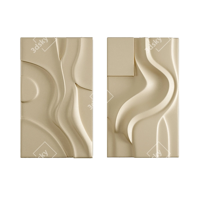 Modern Sculptural Wall Art Set 3D model image 2