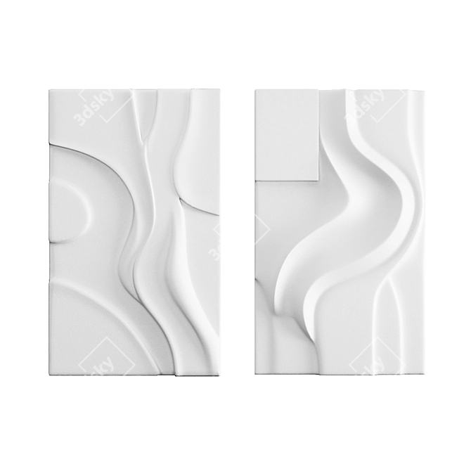 Modern Sculptural Wall Art Set 3D model image 3