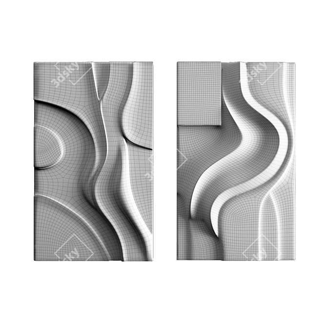 Modern Sculptural Wall Art Set 3D model image 5