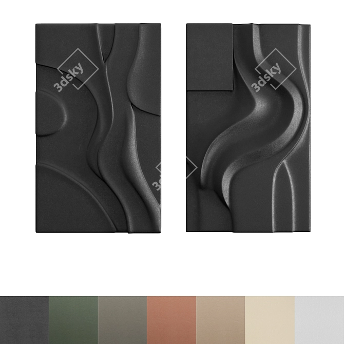 Modern Sculptural Wall Art Set 3D model image 7