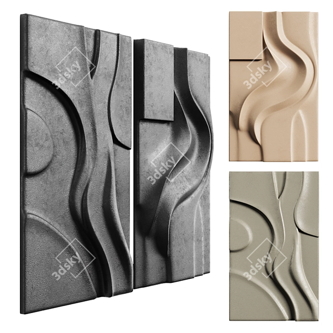 Modern Sculptural Wall Art Set 3D model image 8