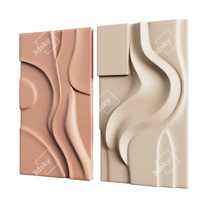 Modern Sculptural Wall Art Set 3D model image 10