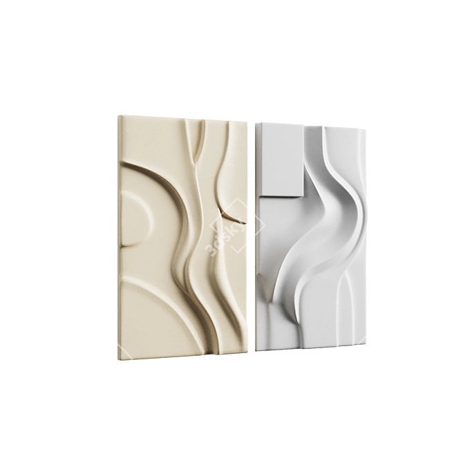 Modern Sculptural Wall Art Set 3D model image 11