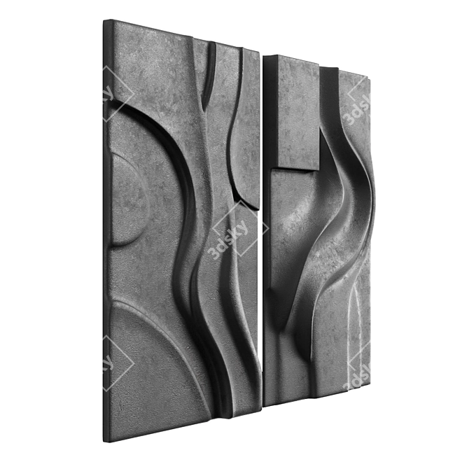 Modern Sculptural Wall Art Set 3D model image 12