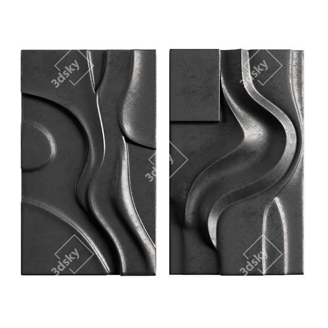 Modern Sculptural Wall Art Set 3D model image 14