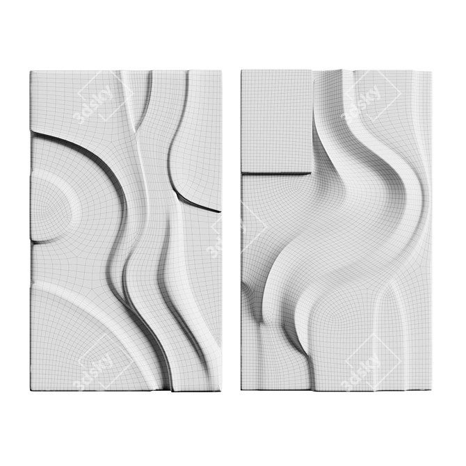 Modern Sculptural Wall Art Set 3D model image 15