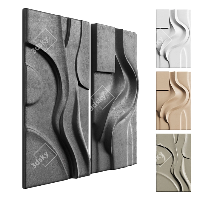 Modern Sculptural Wall Art Set 3D model image 16