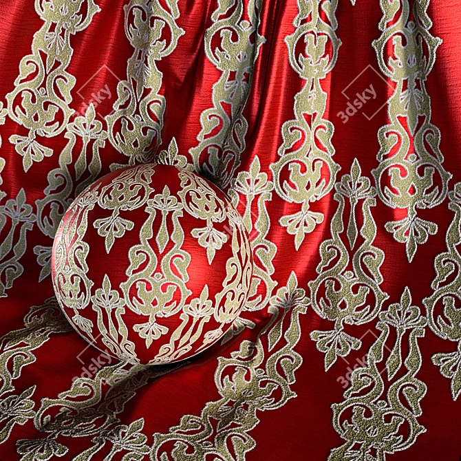 Damask Jacquard Brocade Fabric Set 3D model image 2