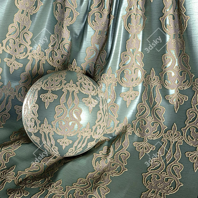 Damask Jacquard Brocade Fabric Set 3D model image 5