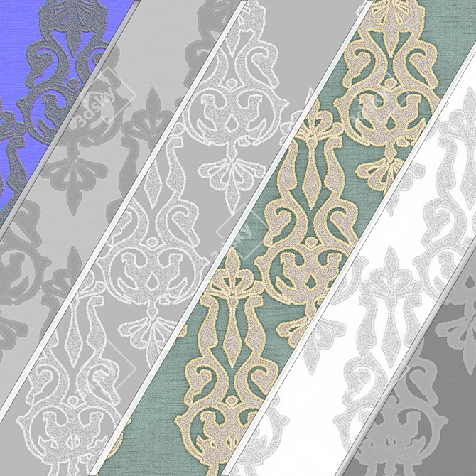 Damask Jacquard Brocade Fabric Set 3D model image 7