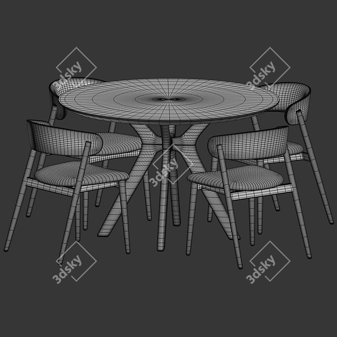 Solid Wood Dining Set Ensemble 3D model image 3