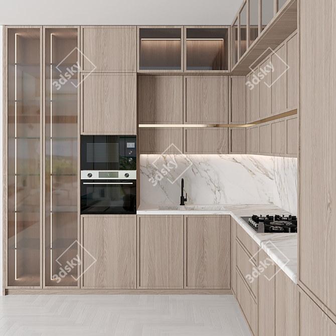  Modern Modular Kitchen Design 3D model image 2