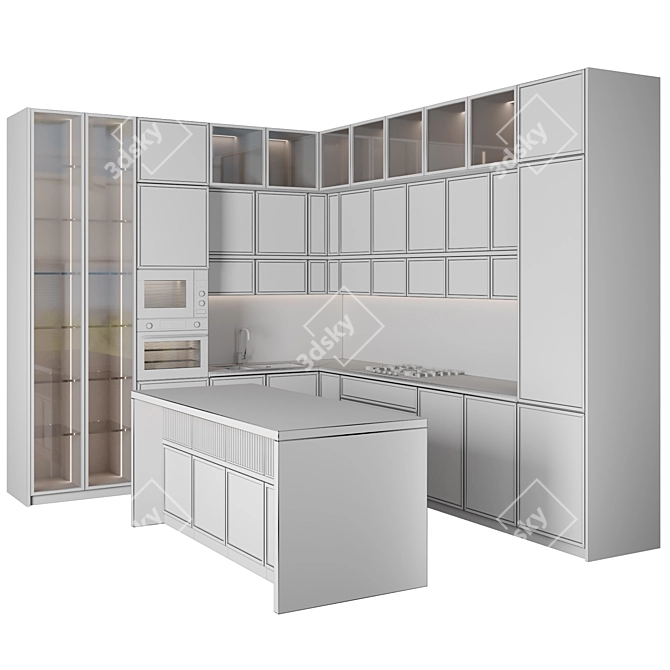  Modern Modular Kitchen Design 3D model image 5