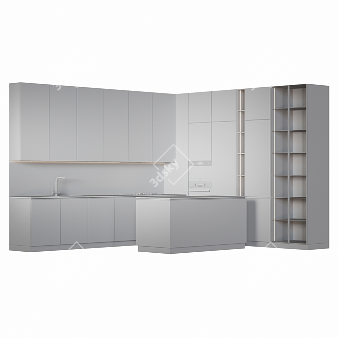  Rustic Wood Kitchen Set 3D model image 6