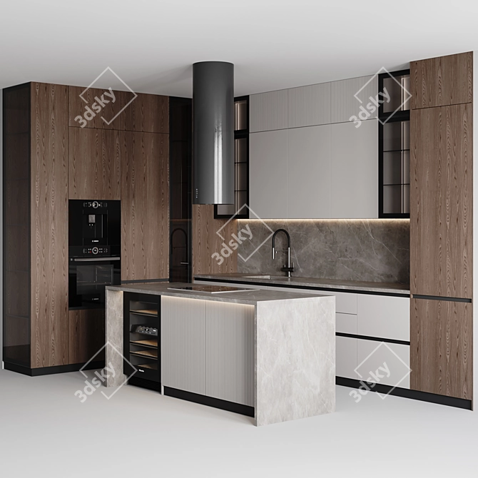 Customizable Modern Kitchen Model 3D model image 2