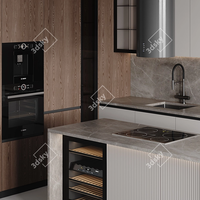 Customizable Modern Kitchen Model 3D model image 3