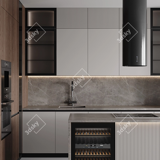 Customizable Modern Kitchen Model 3D model image 4