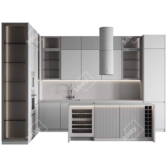 Customizable Modern Kitchen Model 3D model image 7