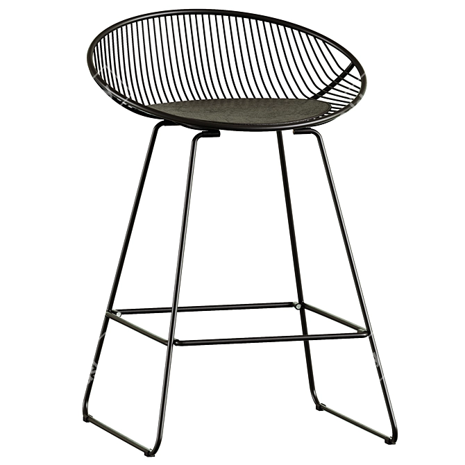 UFO Semi-Bar Chair Black 3D model image 2