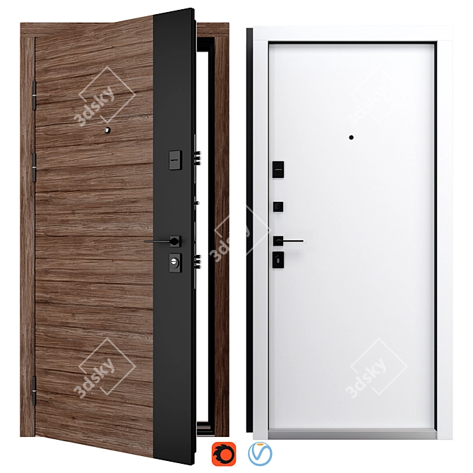 Rodos Metal Entrance Door, F-124 3D model image 1