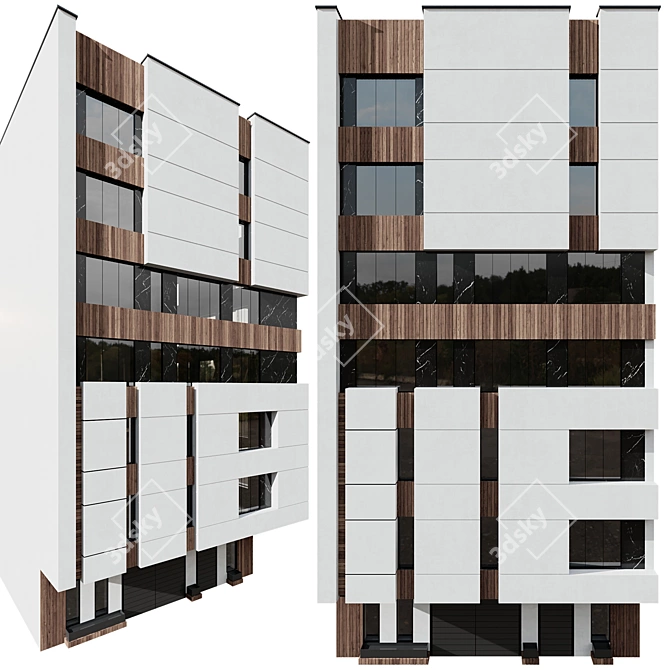 Customizable Multi-Floor Building - 3D Model 3D model image 3