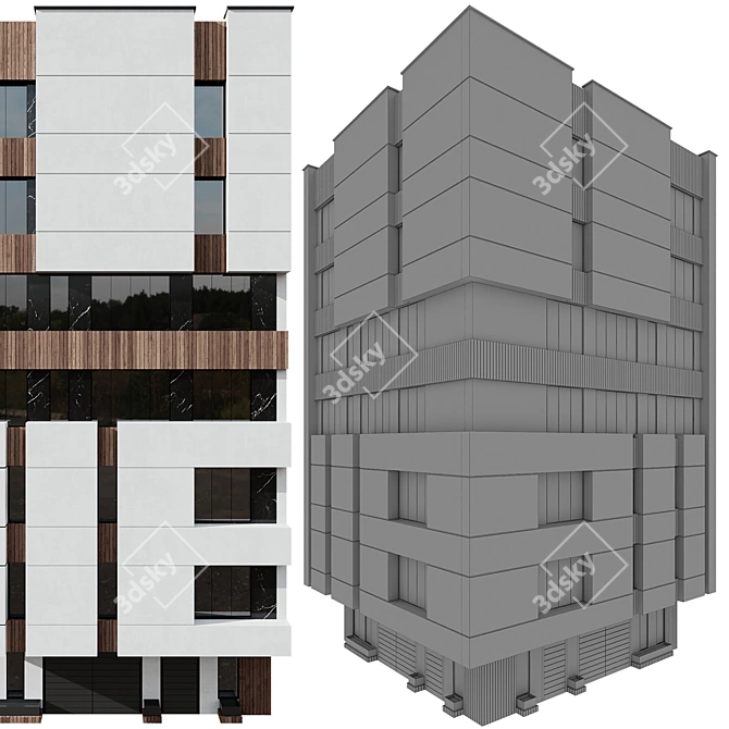 Customizable Multi-Floor Building - 3D Model 3D model image 5