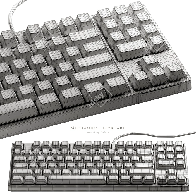 Sleek Mechanical Keyboard with Turbosmooth Technology 3D model image 4