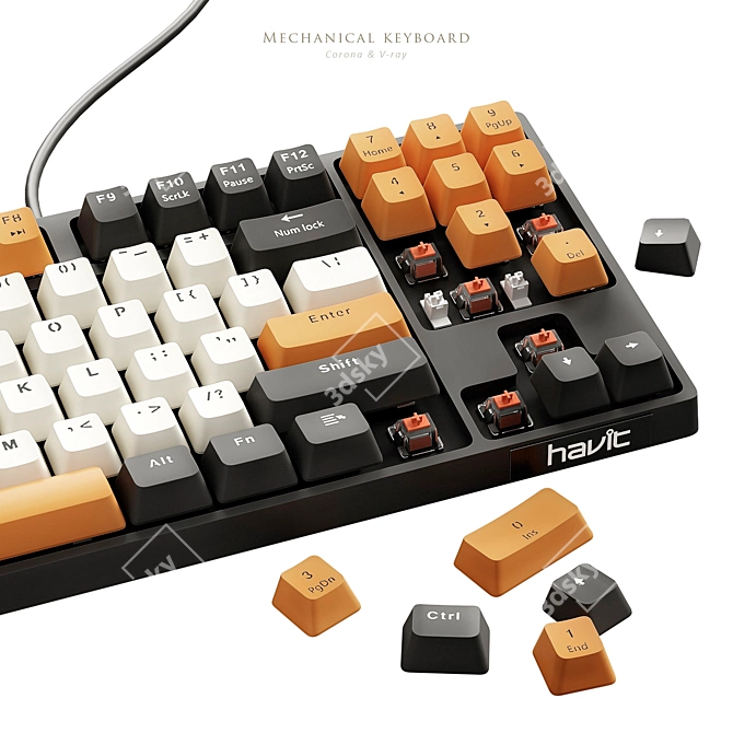 Sleek Mechanical Keyboard with Turbosmooth Technology 3D model image 7