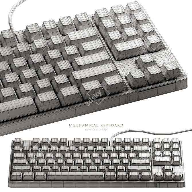 Sleek Mechanical Keyboard with Turbosmooth Technology 3D model image 9