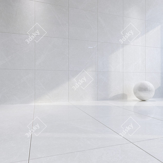 Adore Glossy White Floor Tiles 3D model image 3